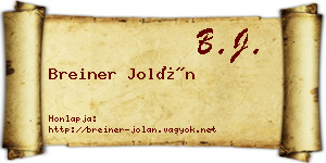 Breiner Jolán névjegykártya